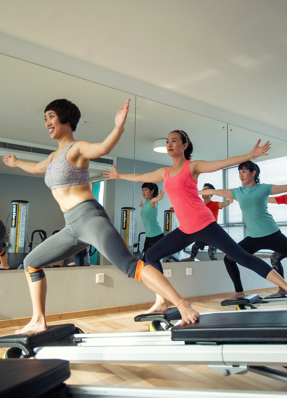 Inside a sunny Pilates studio in downtown San Francisco.
